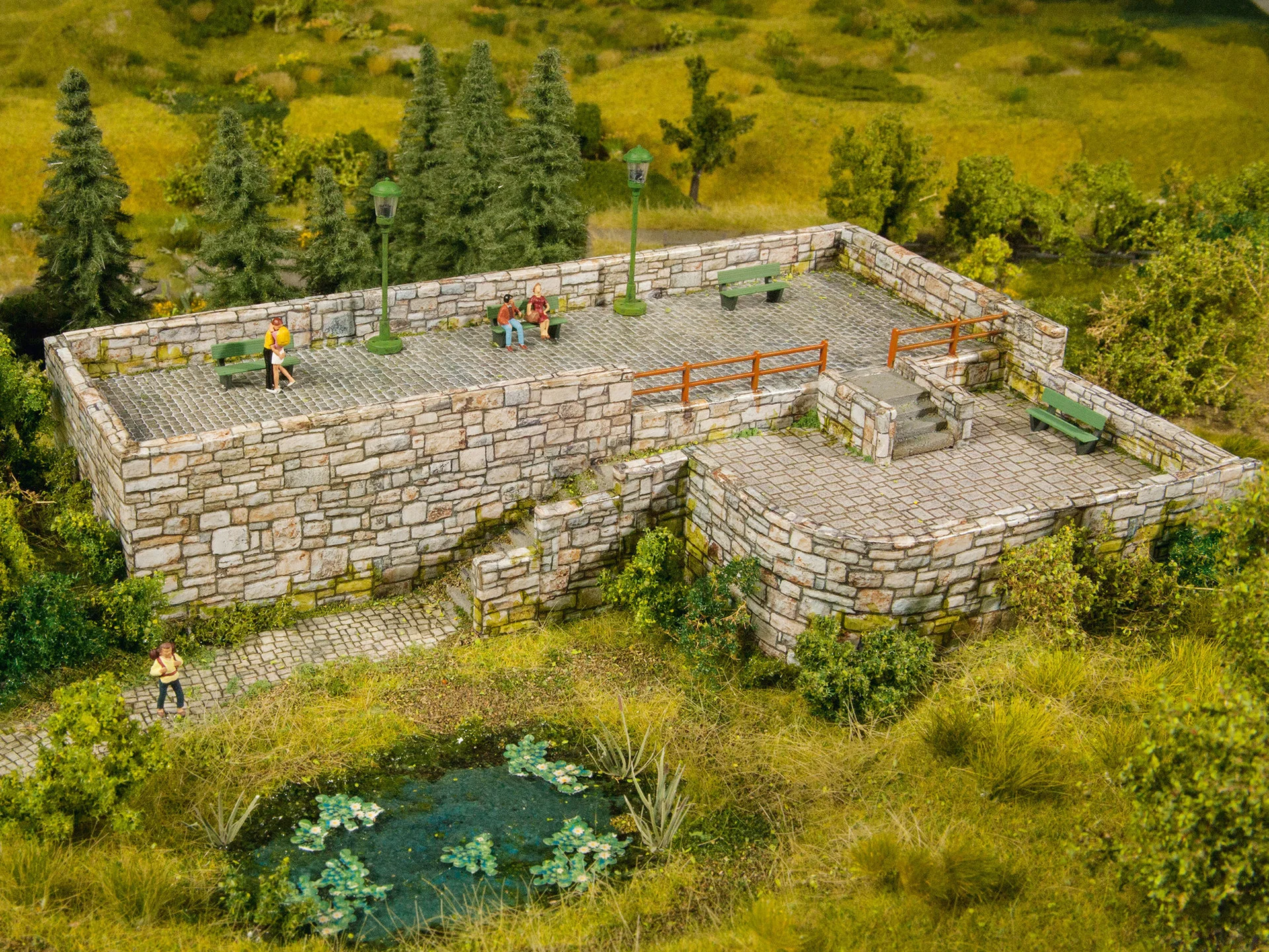 3D-Kartonplatte  Bruchsteinmauer bunt