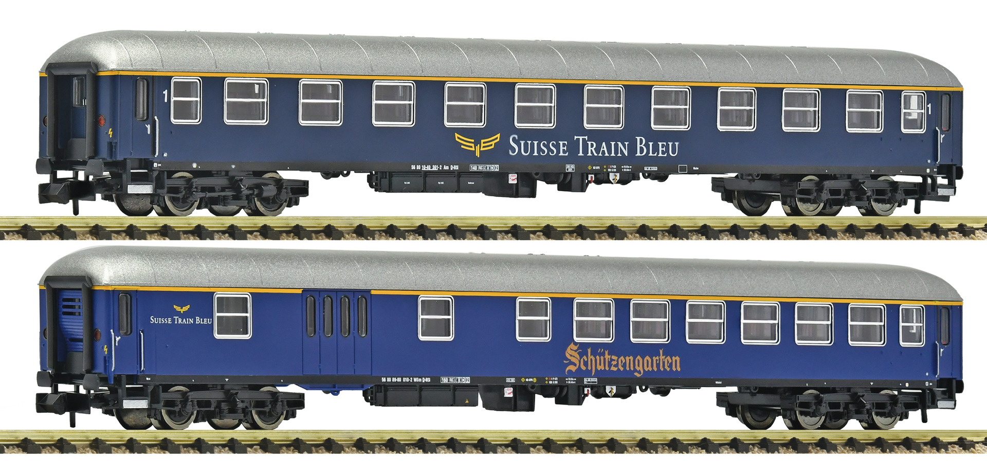 2e coffret de voitures voyageurs suisses, train bleu