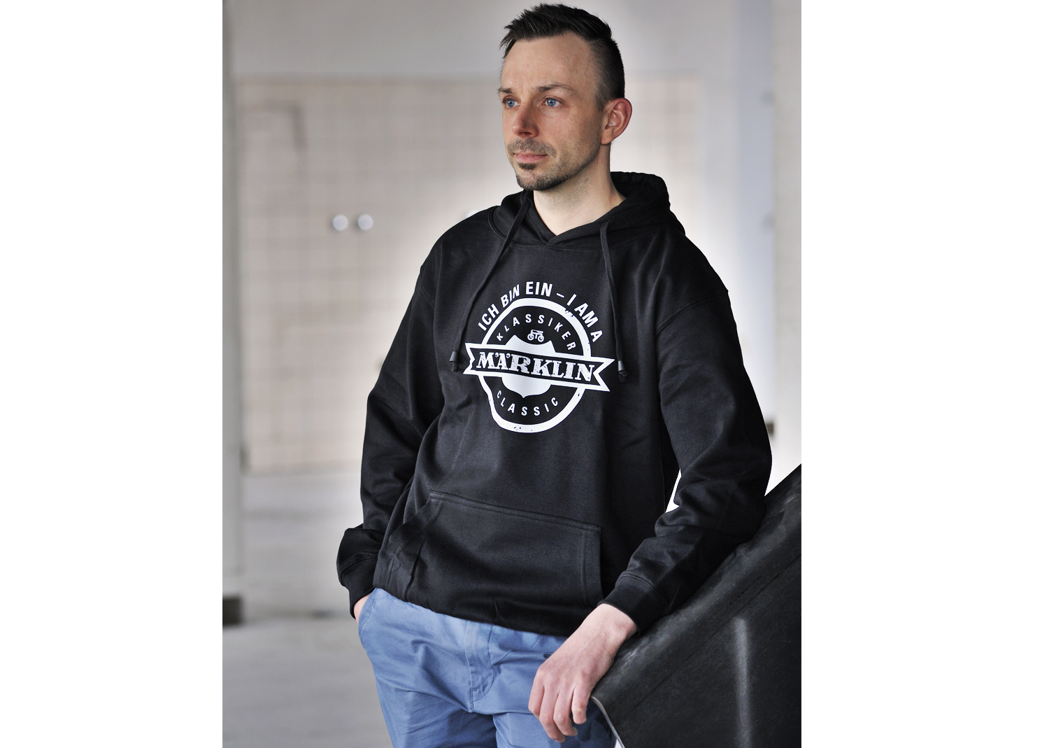 Felpa con cappuccio "Ich bin ein Märklin Klassiker" taglia XXL