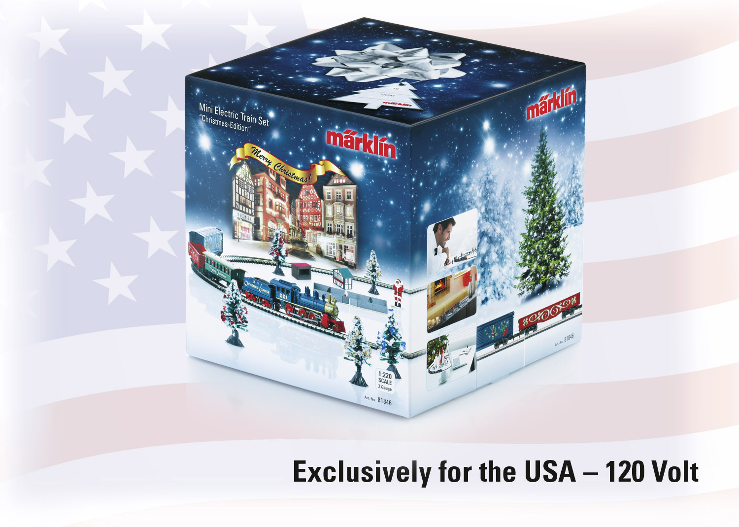 Coffret de départ "Noël". 120 V, exclusivement pour les Etats-Unis. Train marchandises à vapeur avec ovale de voie.