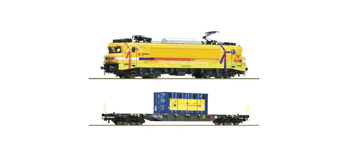 2 piece set: Electric locomotive 1756 + car