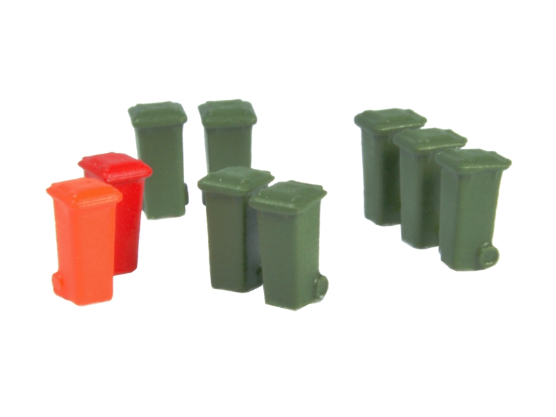 Bacs 100L (vert olive, rouge et orange)