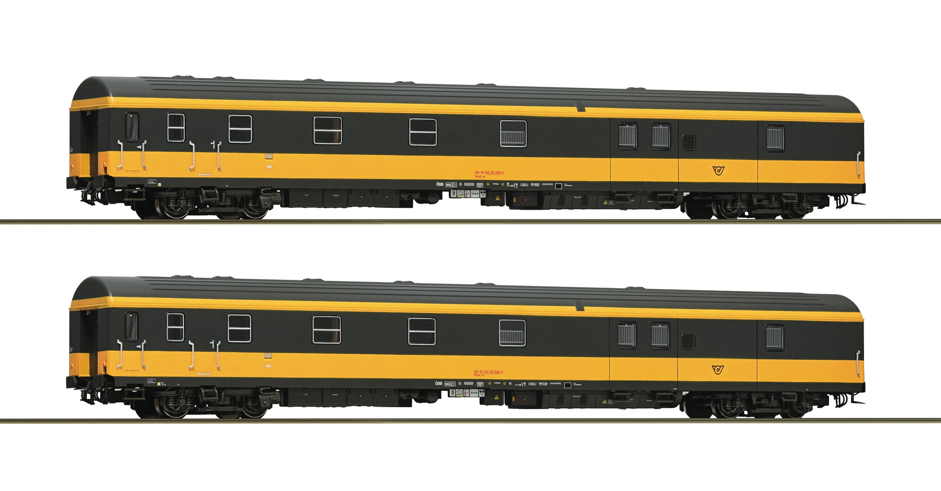 2e coffret de wagons-poste ÖBB jaune c.c.