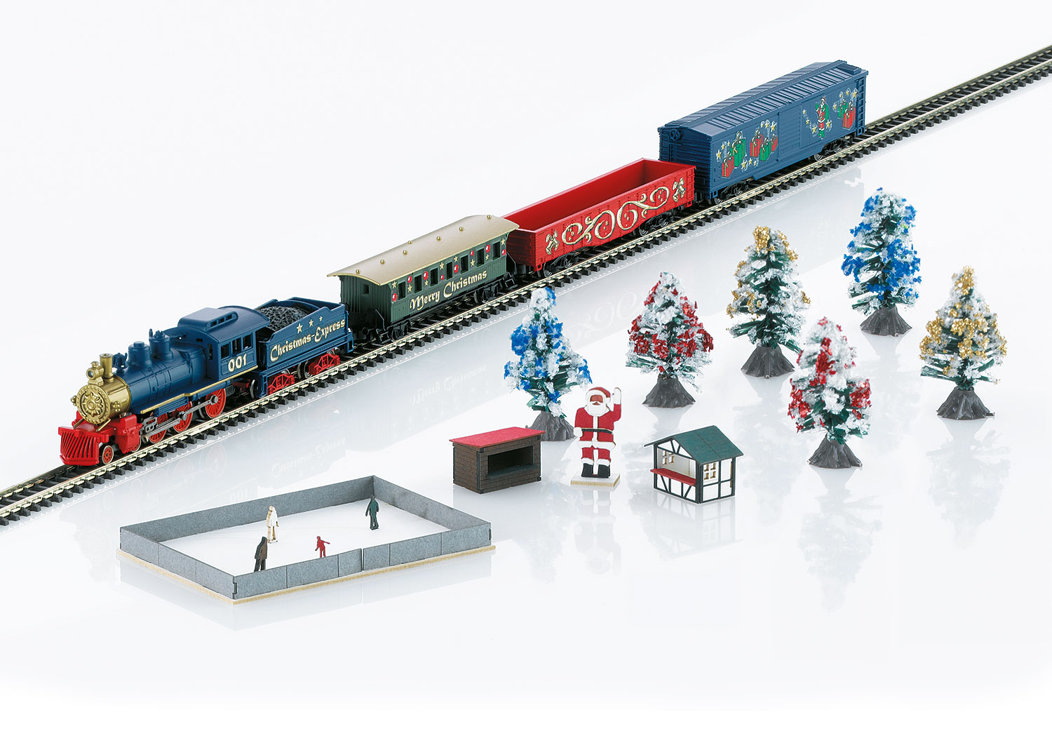 Coffret de départ "Noël". Train marchandises à vapeur avec ovale de voie.