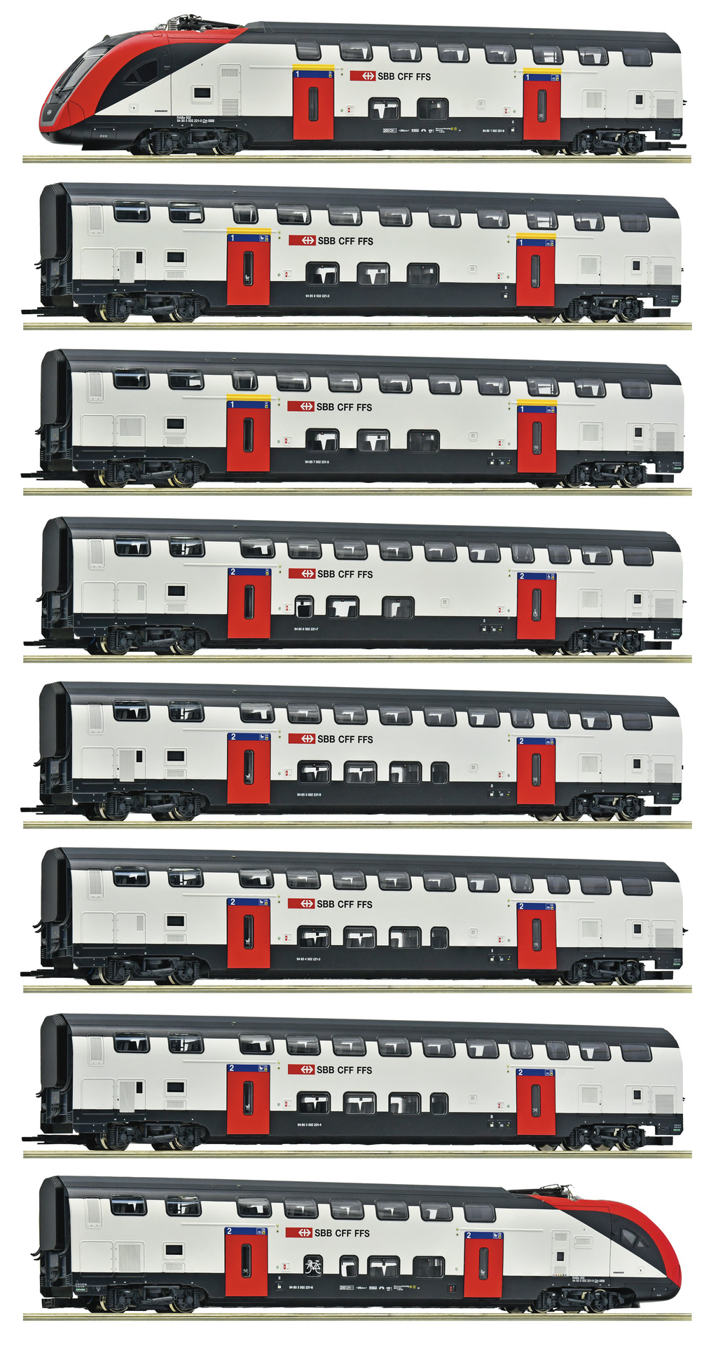 8-piece set: Long-distance double-deck train RABe 502, SBB