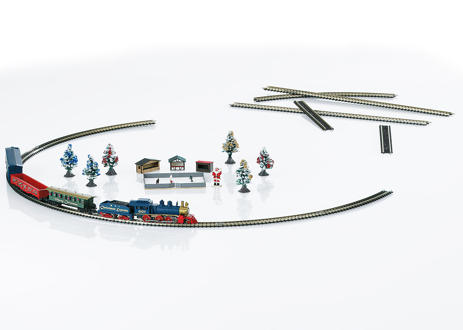 Coffret de départ "Noël". Train marchandises à vapeur avec ovale de voie.