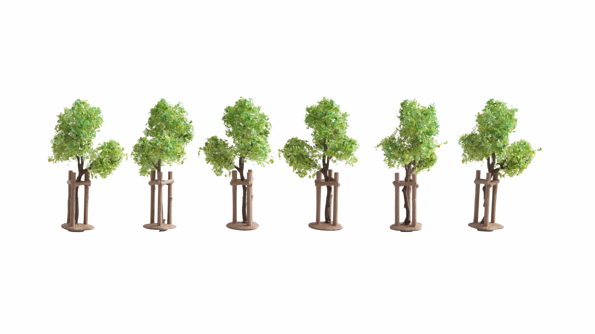 Alberi giovani con sostegni 4 cm di altezza, 6 pezzi